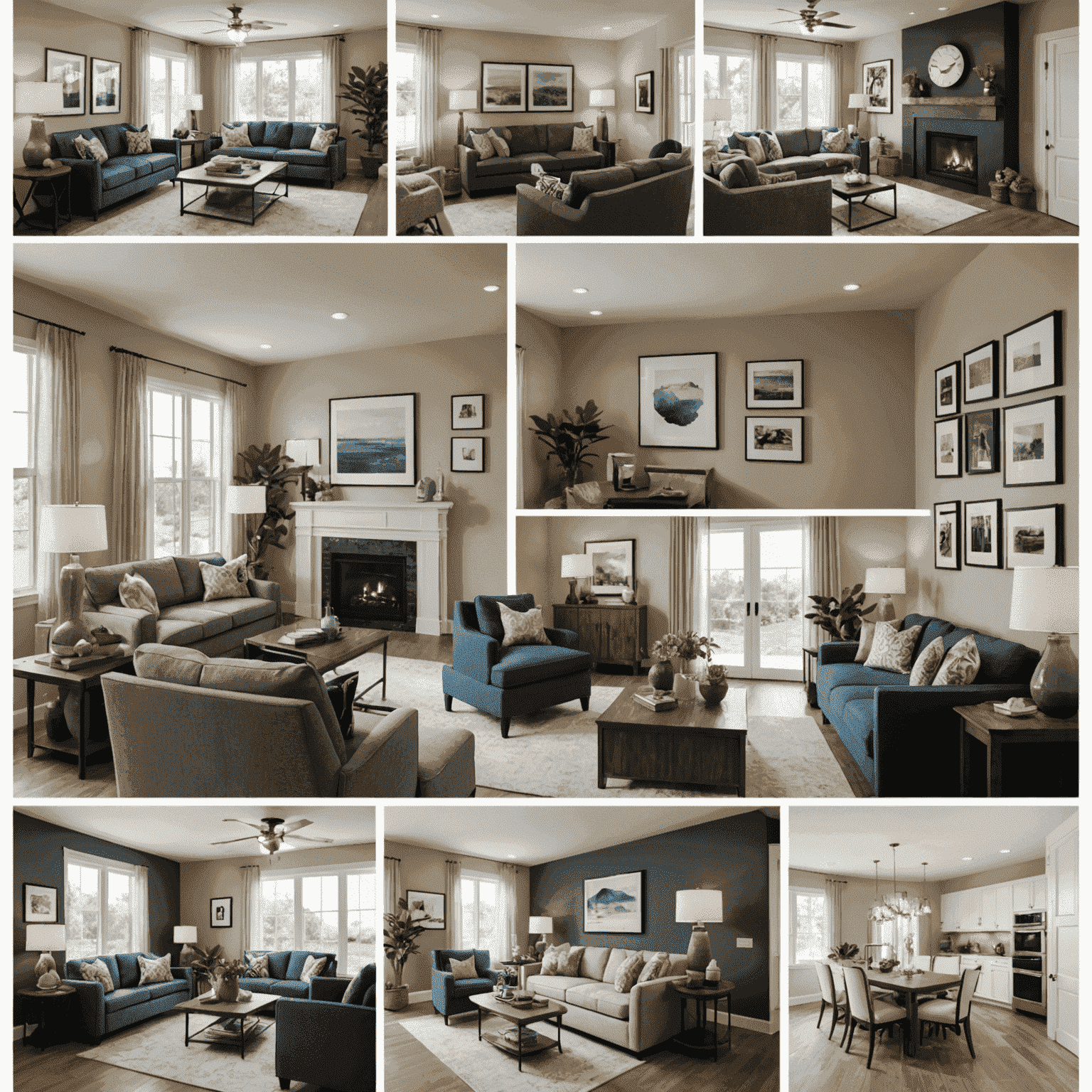 A collage of images showing various rooms in a home, all redesigned by Alliant to create a cohesive and stylish living space