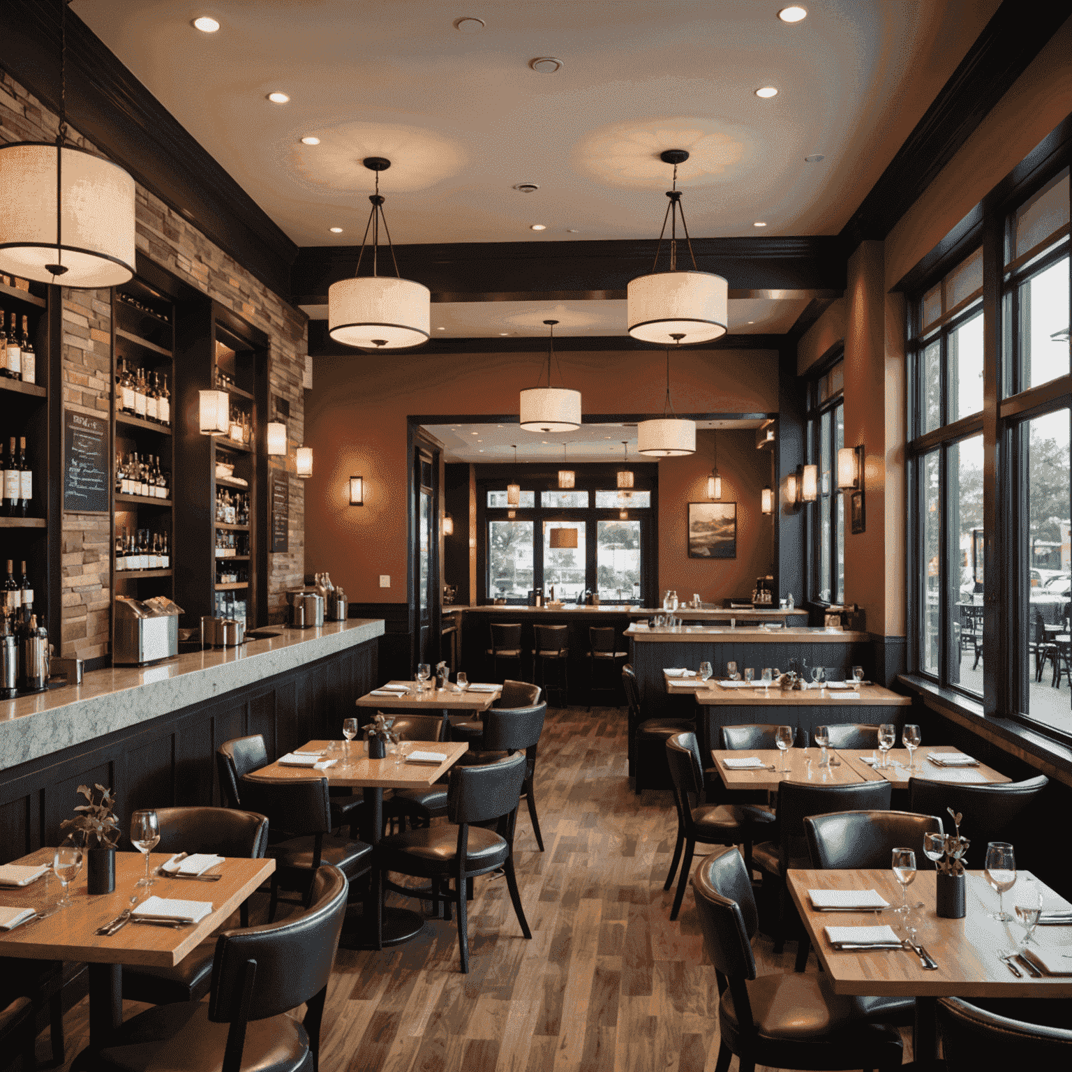 Images of a restaurant interior before and after Alliant's redesign, showing a dramatic improvement in ambiance and functionality